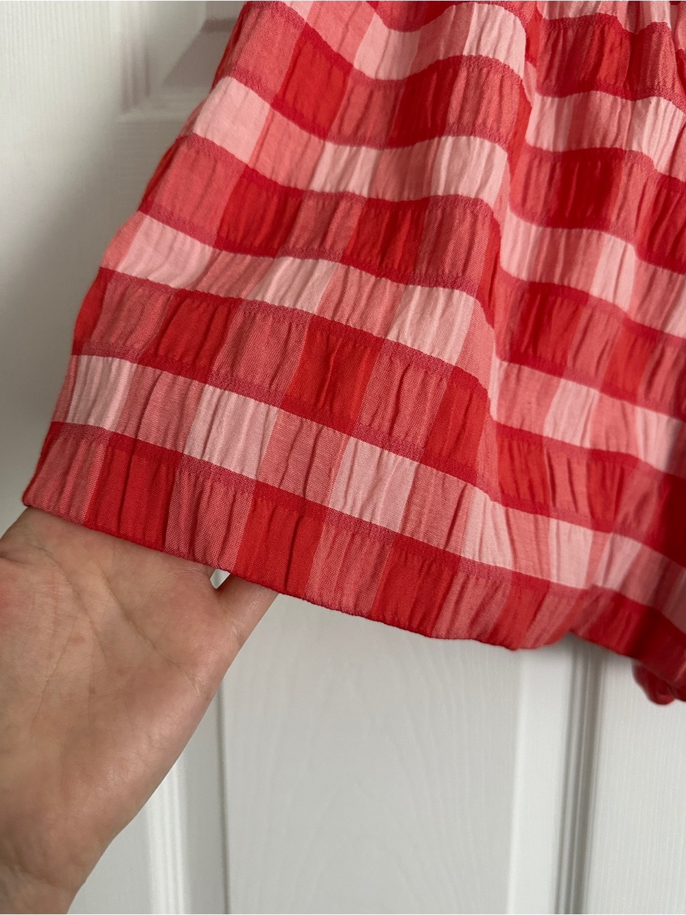 FARM Rio Red Pink Gingham Ruffle Shorts - Picture 4 of 8
